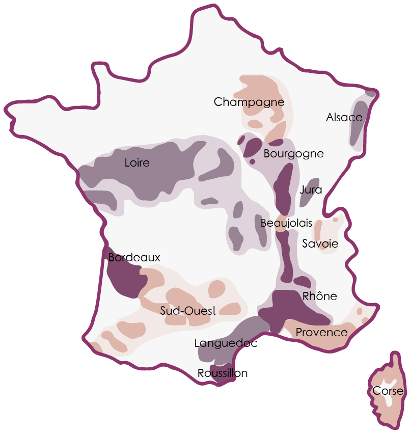 Carte des domaines viticoles français